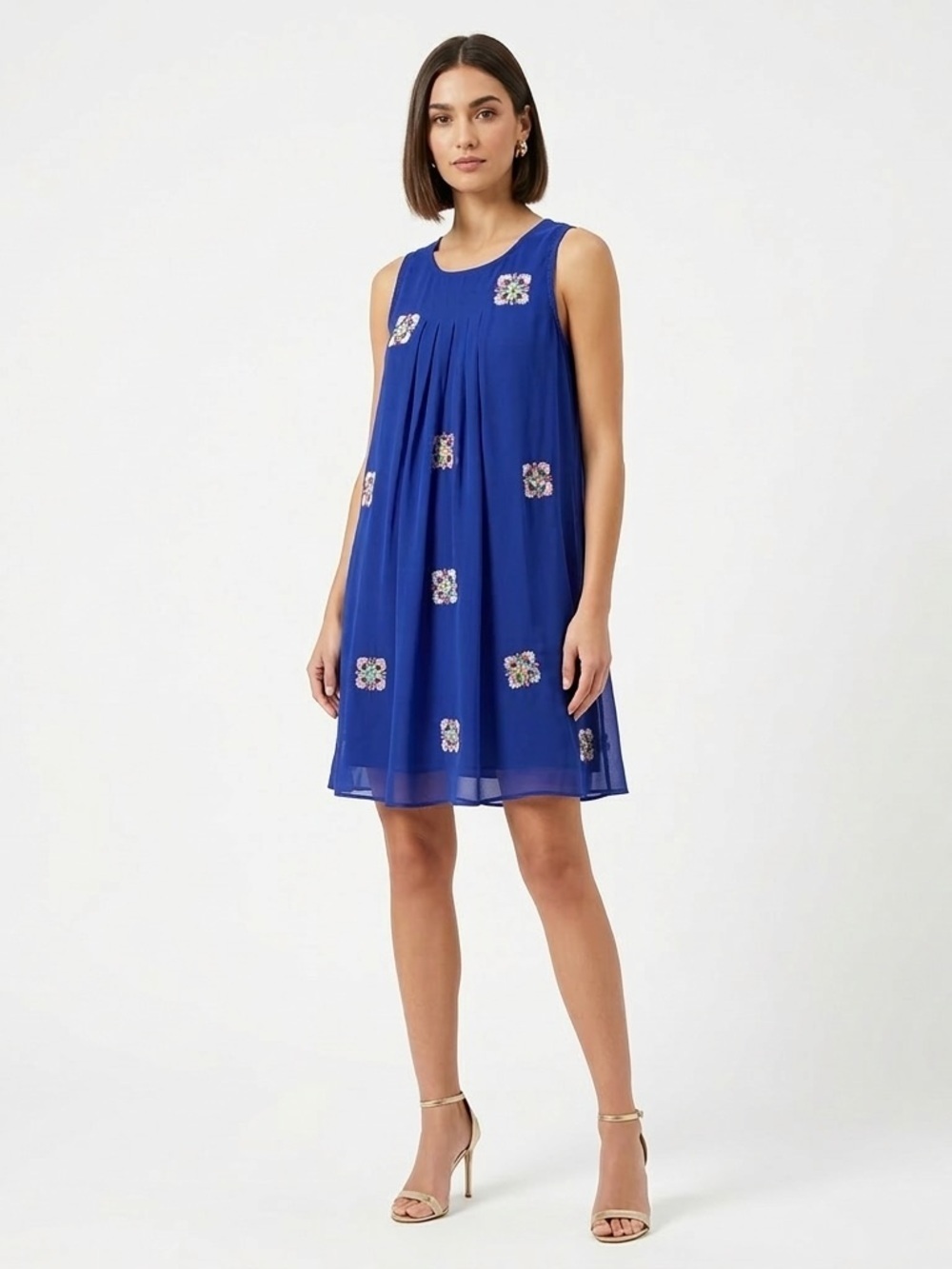 leifsdottir Royal Blue Sleeveless Embroidered Mini Dress
